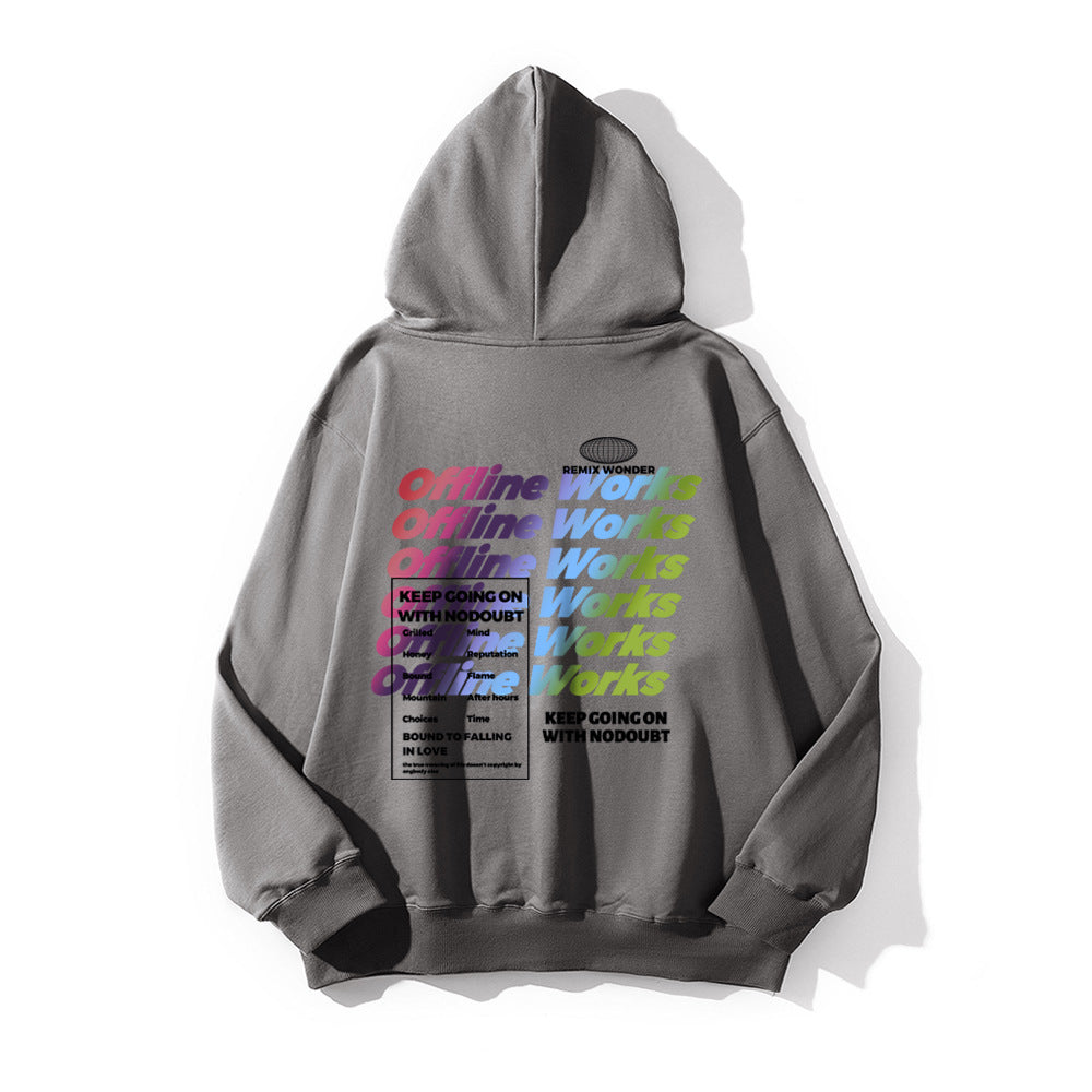 Gradient Letters Printed Hoodie