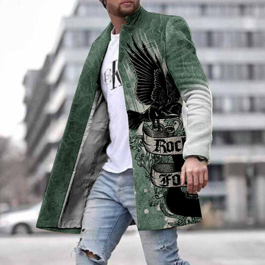 Men's Woolen Coat 3D Digital Printing Fall Lapels