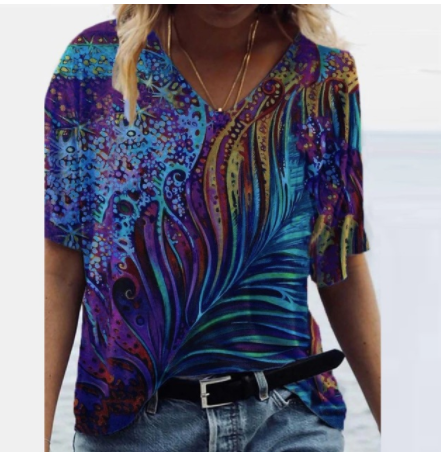 Multi-Color Multi-Code Positioning Printing Patch Pockets V-Neck Short Sleeves