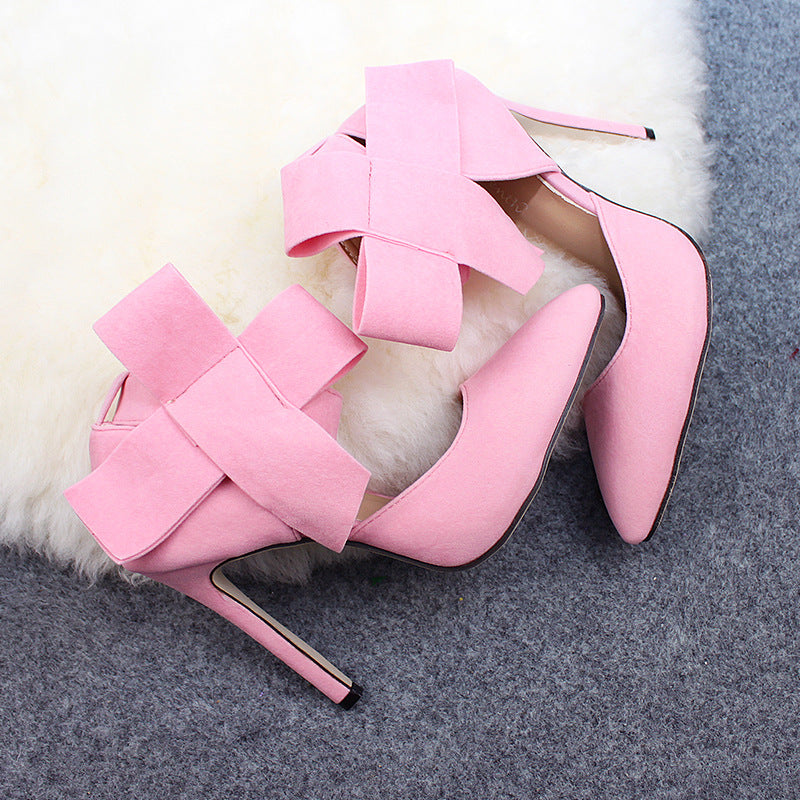 Big Bow Pumps Women Thin High Heel Shoes