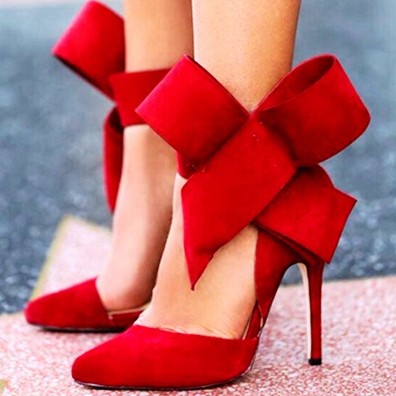 Big Bow Pumps Women Thin High Heel Shoes