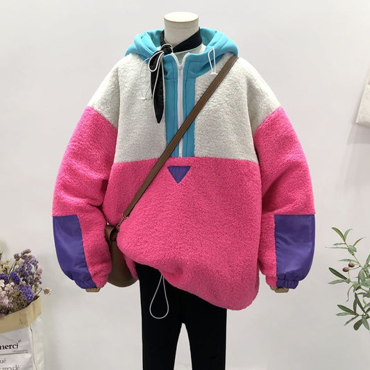 Women's Korean Style Loose Hooded Wool Pullover