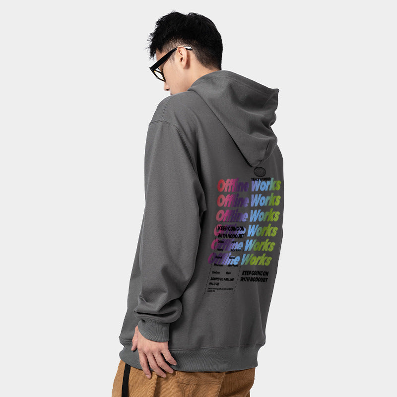 Gradient Letters Printed Hoodie