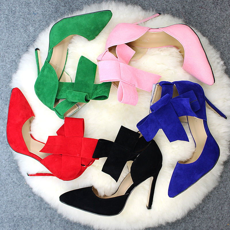 Big Bow Pumps Women Thin High Heel Shoes