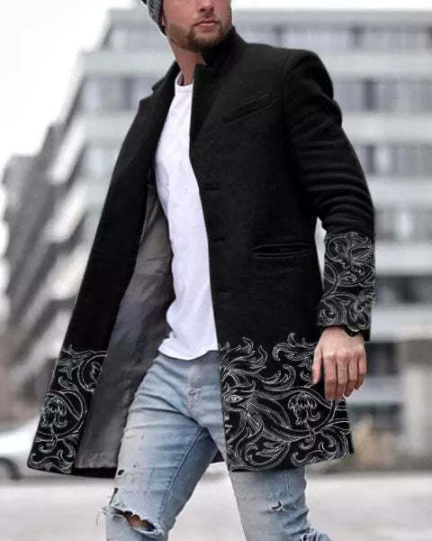 Woolen Coat 3D Digital Printing Fall Lapels