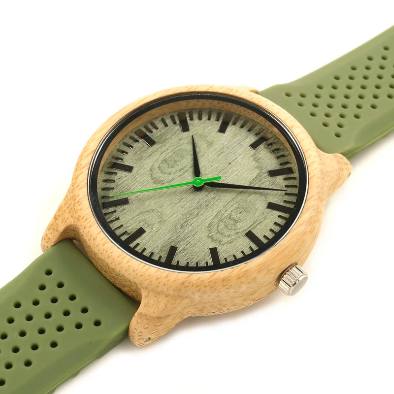 BOBO BIRD bambú hombres reloj Casual mujeres reloj de cuarzo banda de silicona reloj mujer marca famosa