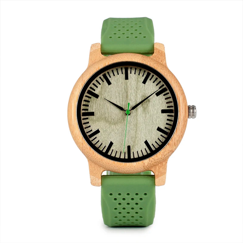 BOBO BIRD bambú hombres reloj Casual mujeres reloj de cuarzo banda de silicona reloj mujer marca famosa