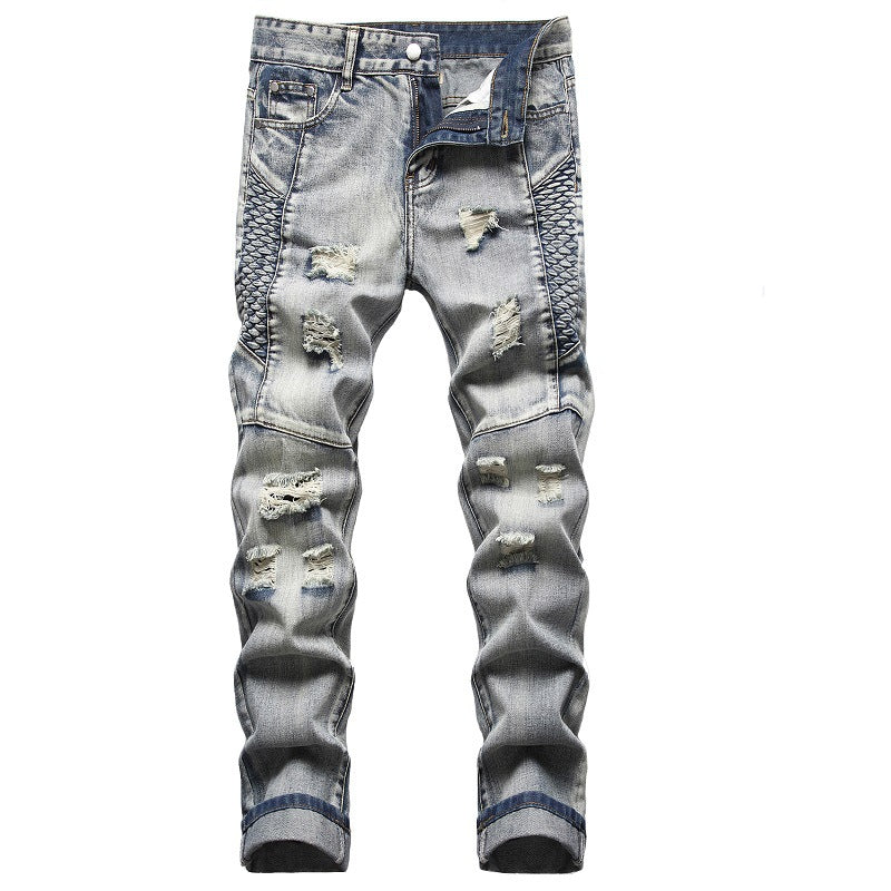 Nostalgic Jeans Ripped Special Embroidered Pants