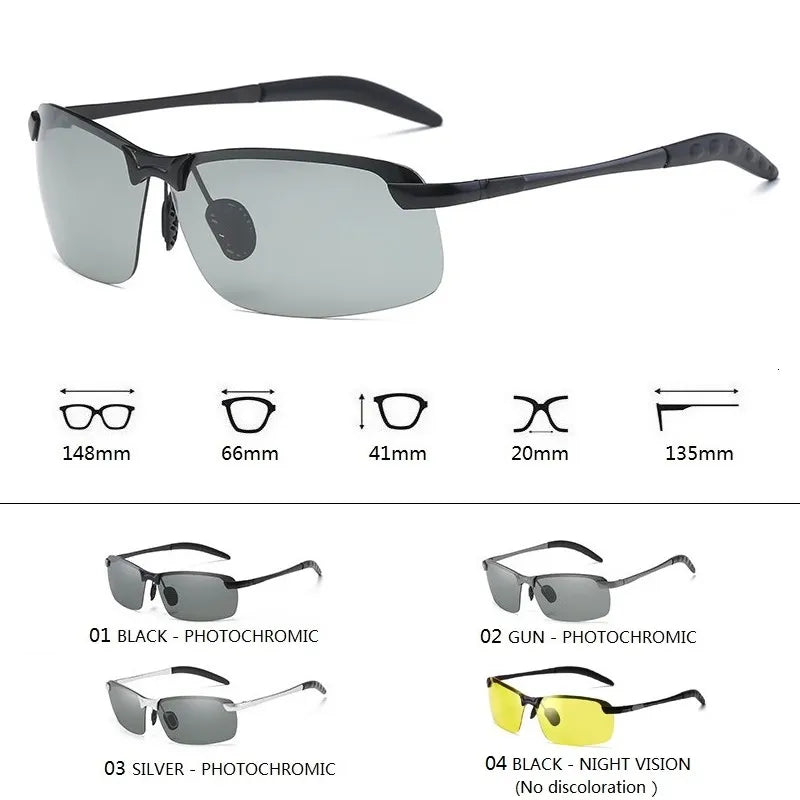 Gafas de sol fotocromáticas polarizadas para hombre, gafas camaleón para conducir, gafas de sol que cambian de Color, gafas de sol para conductor con visión diurna y nocturna 