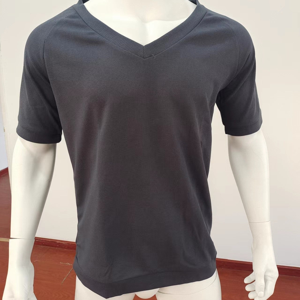 V-Neck Solid Color Thin Short Sleeve