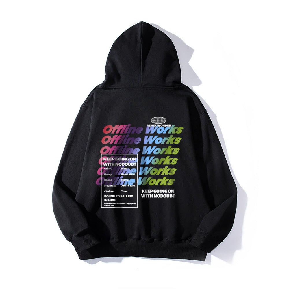 Gradient Letters Printed Hoodie