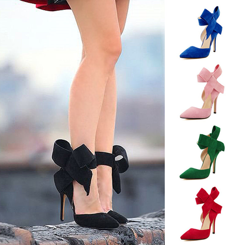 Big Bow Pumps Women Thin High Heel Shoes