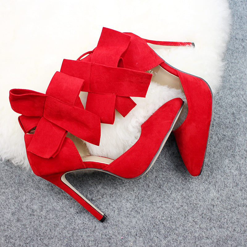 Big Bow Pumps Women Thin High Heel Shoes