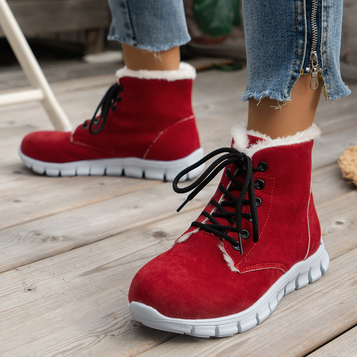 Plus Size Flat Plush Thick Fashion Women's Boots