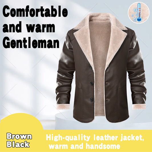 Thick Fleece Fur Integrated Leather Jacket Coat