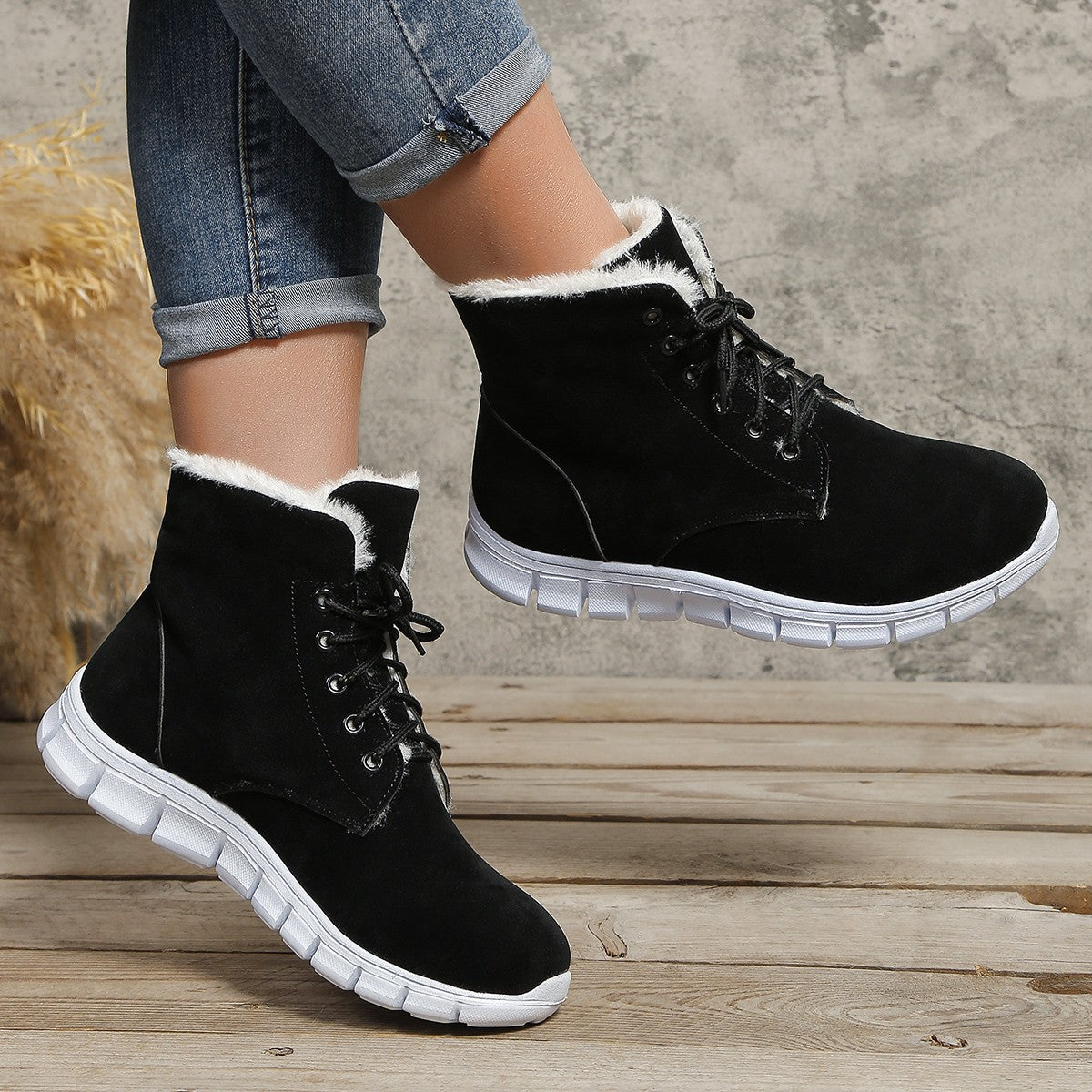 Plus Size Flat Plush Thick Fashion Women's Boots