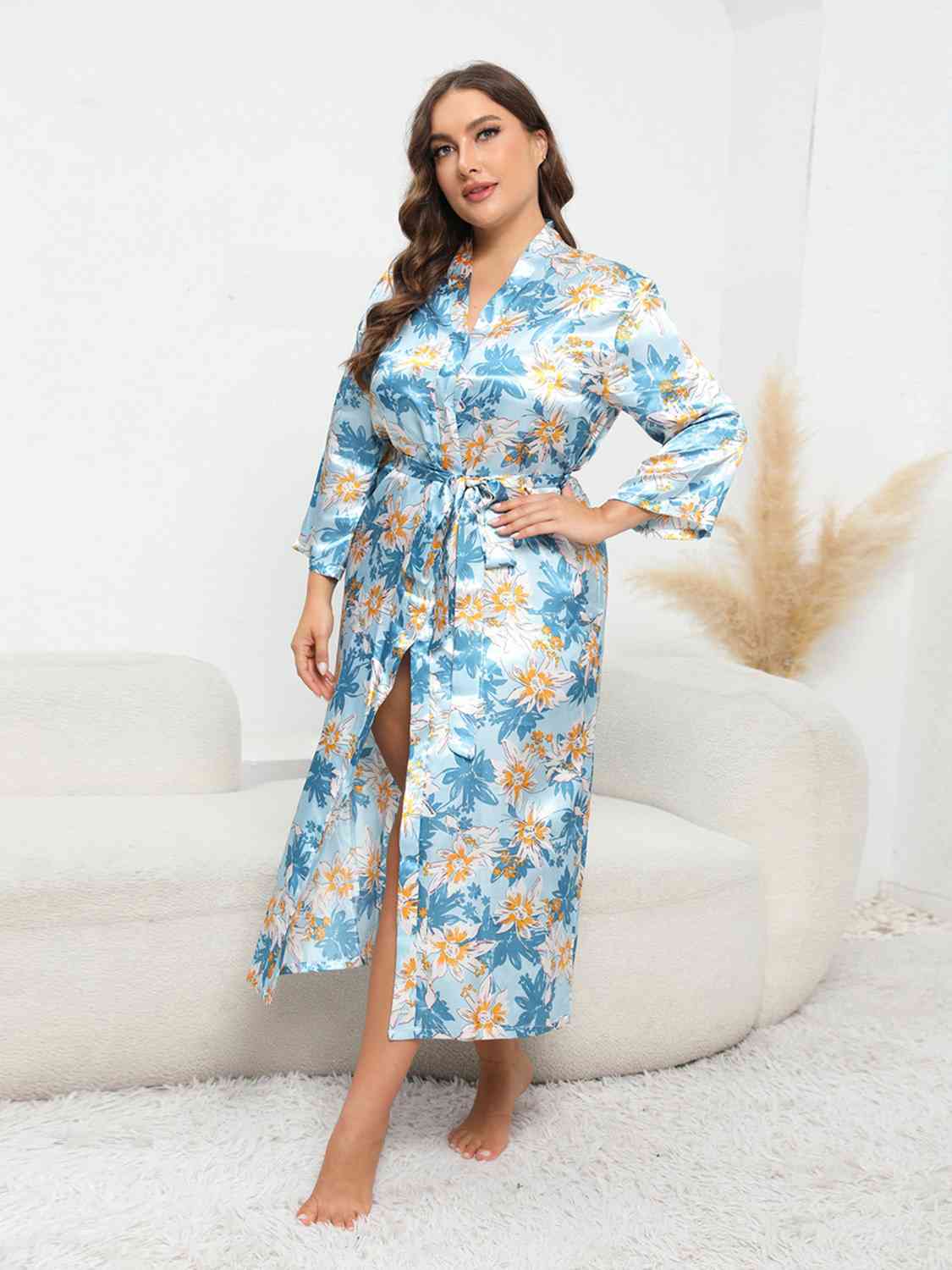 Plus Size Tie Waist Robe