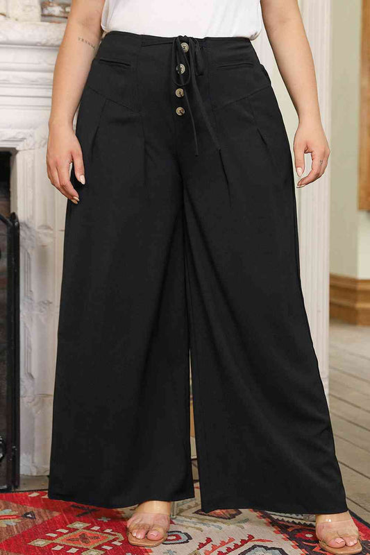 Plus Size Tied Wide Leg Long Pants