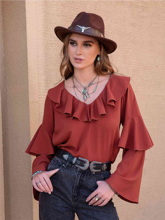 Statement Collar Long Sleeve Blouse