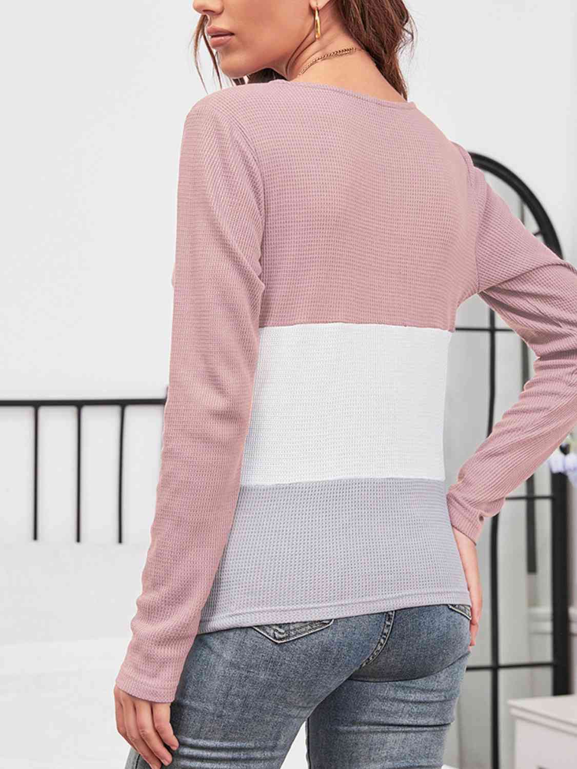 Color Block Long Sleeve Top