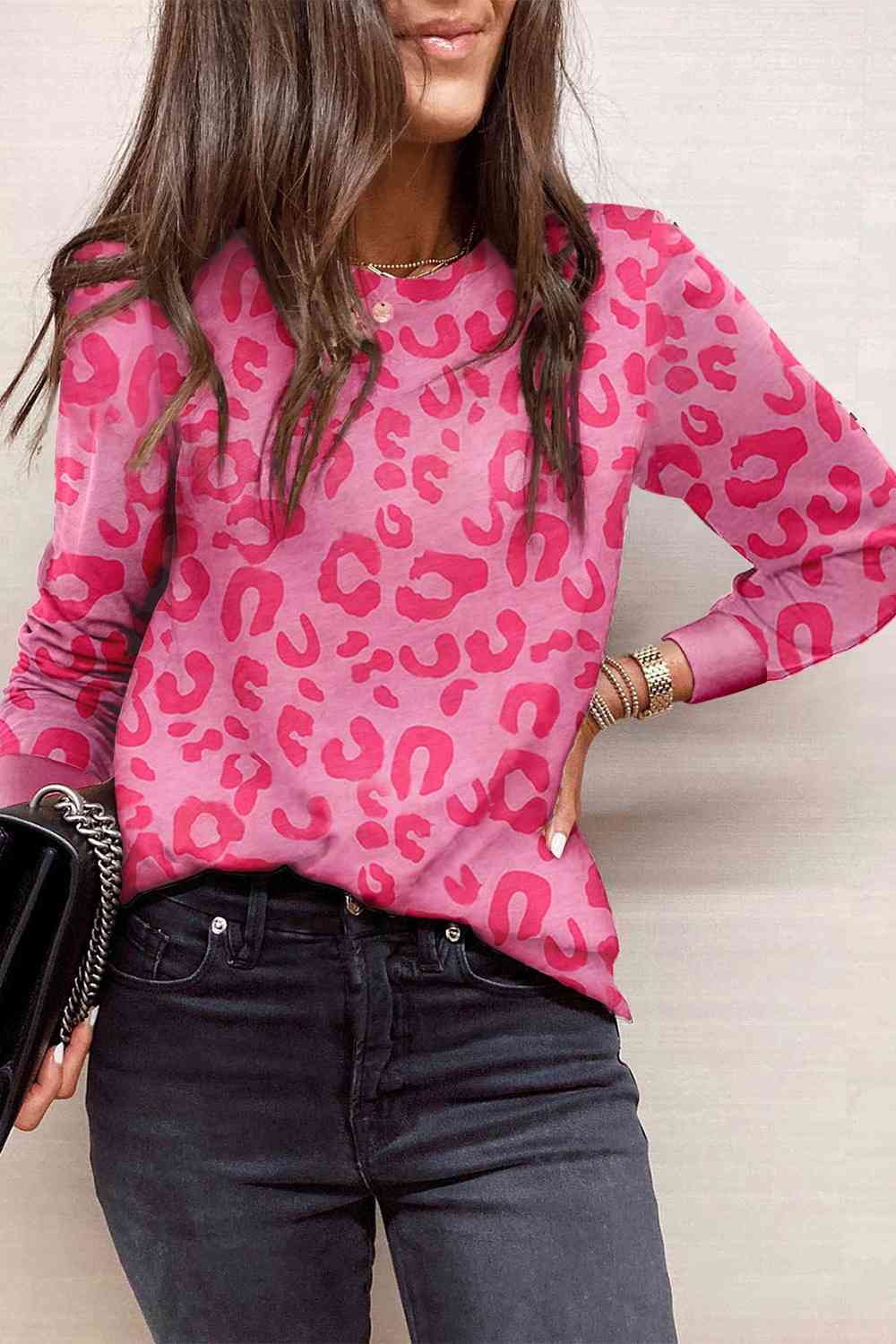 Printed Round Neck Long Sleeve T-Shirt